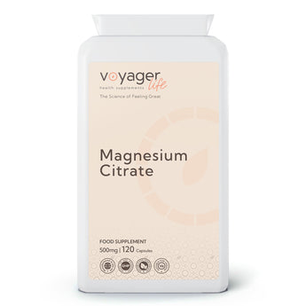 Voyager Magnesium Citrate supplement packaging on a white background